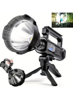 Large Rechargeable LED Flashlight, Super Bright 90,000 Lumens, Tripod Stand, USB Port, Waterproof, 4 Lighting Modes