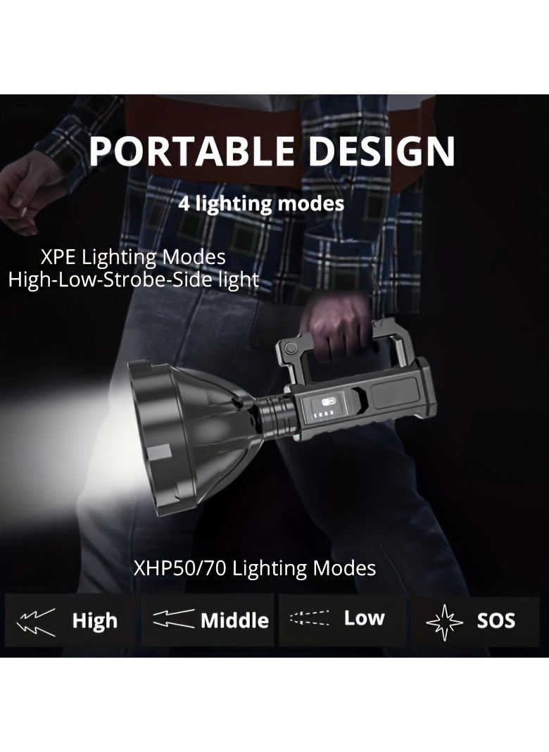 Bukela - Large Rechargeable LED Flashlight, Super Bright 90,000 Lumens, Tripod Stand, USB Port, Waterproof, 4 Lighting Modes - Image 1