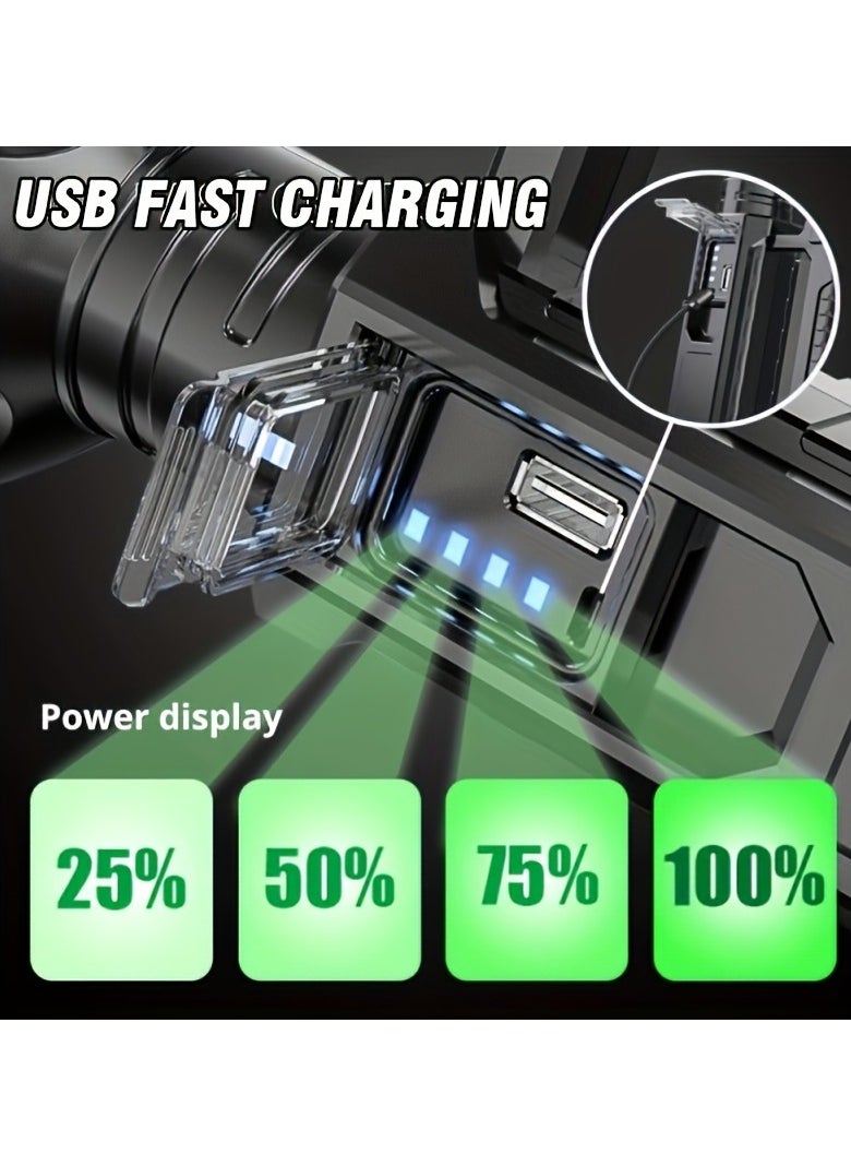 Bukela - Large Rechargeable LED Flashlight, Super Bright 90,000 Lumens, Tripod Stand, USB Port, Waterproof, 4 Lighting Modes - Image 1