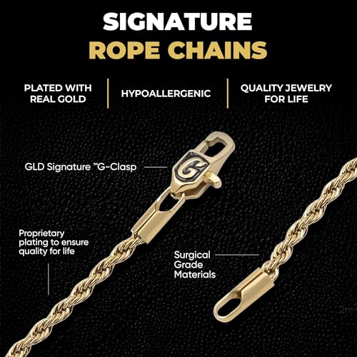 GLD قلادة سلسلة حبل GLD - 4 مم، 20 بوصة، مطلية بالذهب عيار 18 قيراط - مشبك مقاوم للسرقة، مقاوم للعرق، مقاوم للتلاشي - جودة مدى الحياة، مصممة في ميامي - Image 3