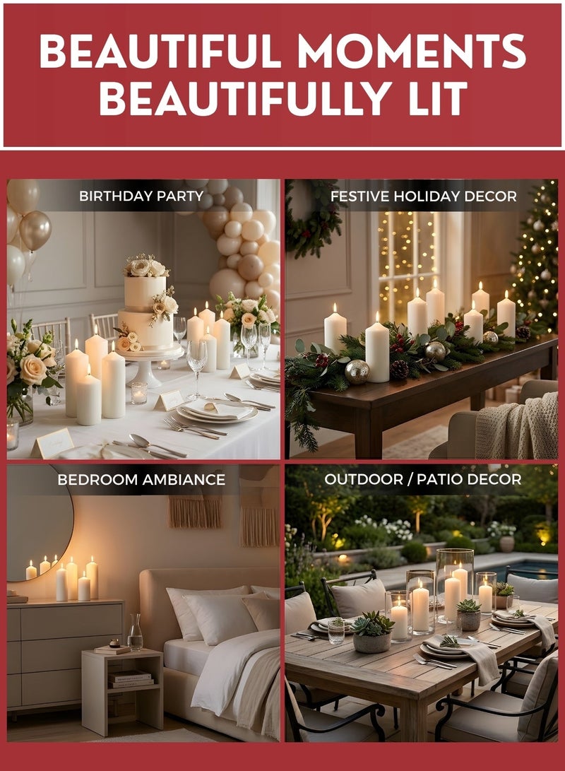 ZESTU Unscented Pillar Candles | Dripless Smokeless Long Burning Dinner Candles | Clean Burning Household Candles for Home Décor, SPA, Weddings, Romantic Dinners & Special Occasions - Image 5