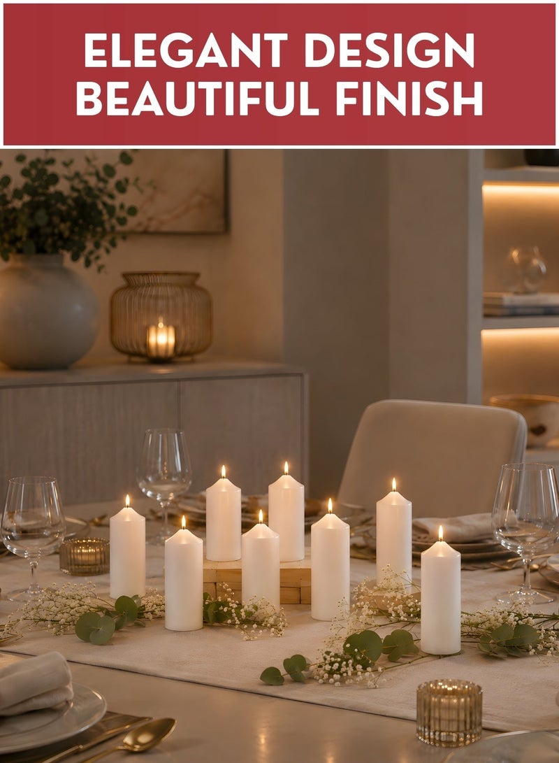 ZESTU Unscented Pillar Candles | Dripless Smokeless Long Burning Dinner Candles | Clean Burning Household Candles for Home Décor, SPA, Weddings, Romantic Dinners & Special Occasions - Image 3