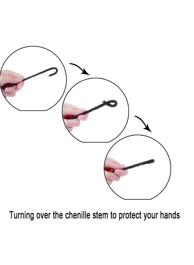 Caydo 400 قطعة من منظفات الأنابيب السوداء مصنوعة من خيوط الشينيل للأطفال لمشاريع الفنون والحرف اليدوية والديكورات 6 مم × 12 بوصة - Image 5