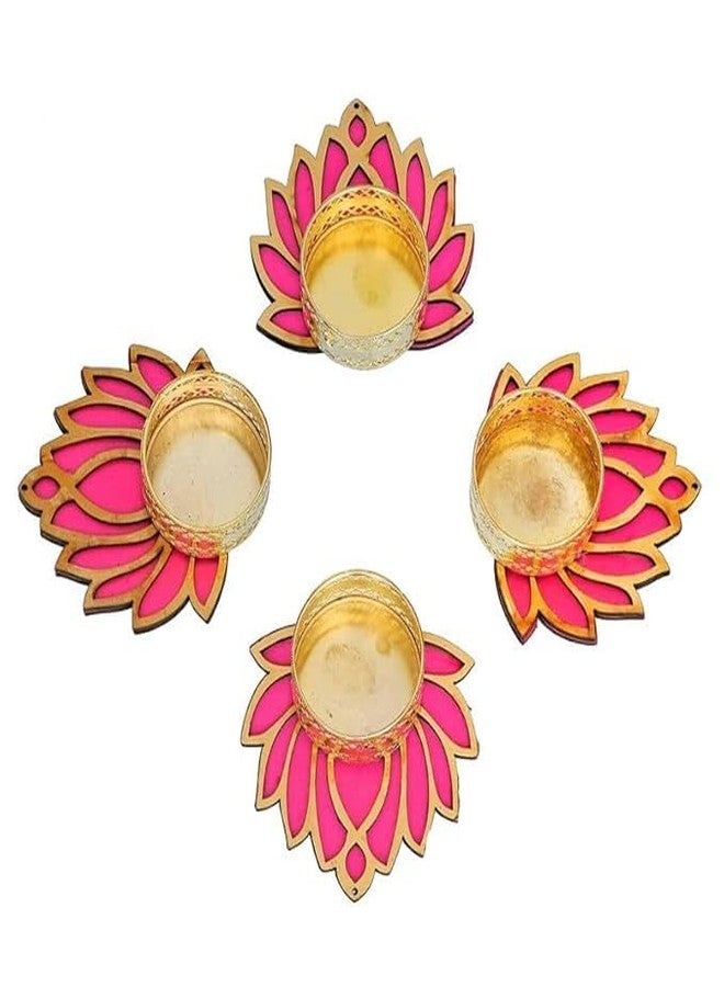 aRIC GIA Lotus Diya for Diwali Puja and Navratri Puja, Diwali Gifts and Diwali Decoration and Home/Office Decoration Candle, tealight Holder (Set of 4) - Image 4