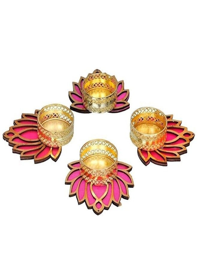 aRIC GIA Lotus Diya for Diwali Puja and Navratri Puja, Diwali Gifts and Diwali Decoration and Home/Office Decoration Candle, tealight Holder (Set of 4) - Image 5