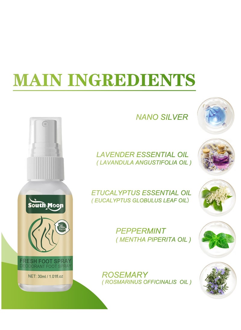 SOUTH MOON - Sweaty Feet Foot Spray, Foot Spray, Anti Sweat Spray, Foot Spray Odor Eliminators Spray, Effectively Eliminate Foot Odor, Anti Foot Odor Fast Deodorization 30ml - Image 1