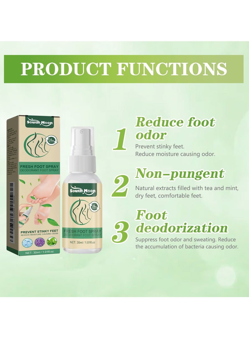 SOUTH MOON - Sweaty Feet Foot Spray, Foot Spray, Anti Sweat Spray, Foot Spray Odor Eliminators Spray, Effectively Eliminate Foot Odor, Anti Foot Odor Fast Deodorization 30ml - Image 1