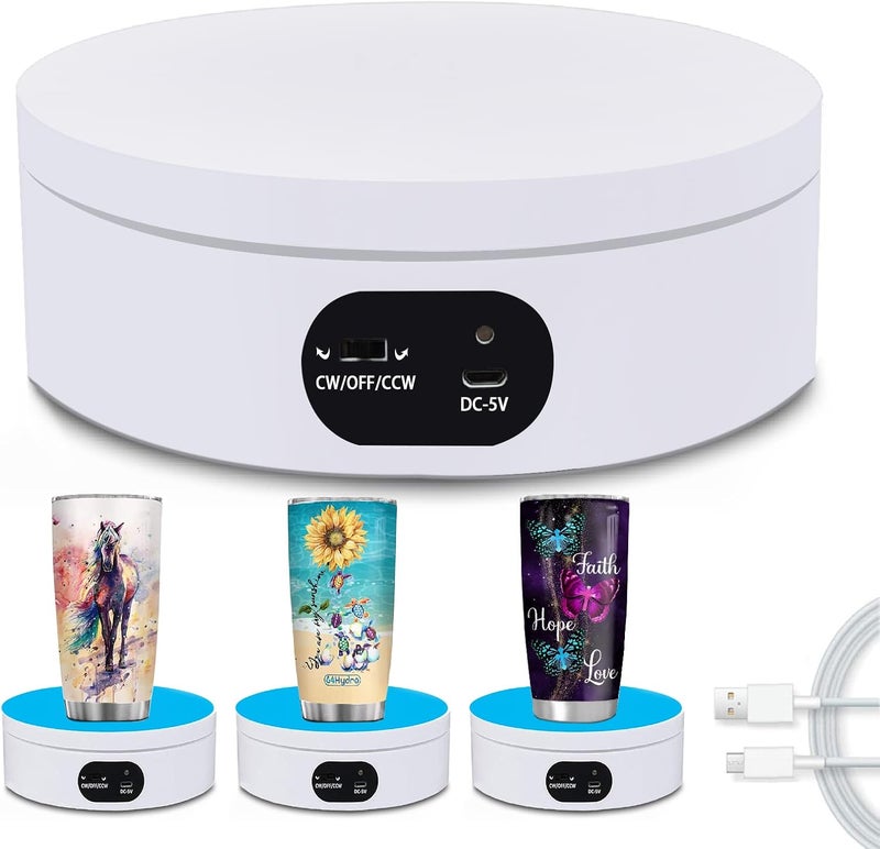 YVV Turner Cup Rotating Display Stand for Epoxy Glitter Tumbler, 360 Degree Automatic Mute Rotating Turntable for Photography Products Tumbler Making Supplies Spinner - Image 1