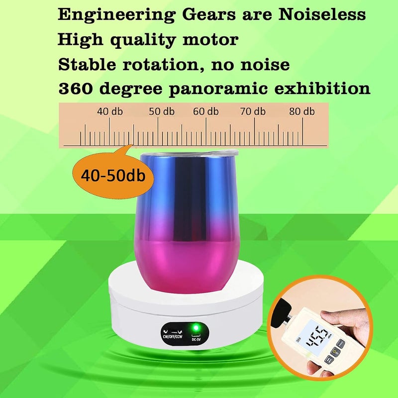 YVV Turner Cup Rotating Display Stand for Epoxy Glitter Tumbler, 360 Degree Automatic Mute Rotating Turntable for Photography Products Tumbler Making Supplies Spinner - Image 3