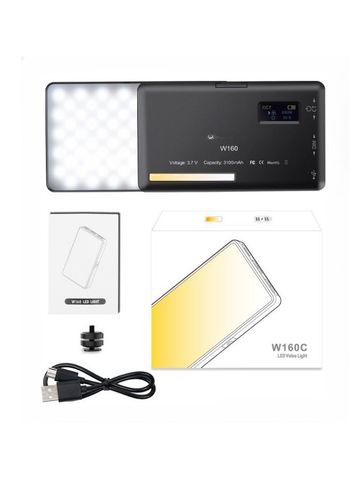 Excefore W160C Portable Video Light, Dimmable Rechargeable Photography Fill Light, High Brightness High CRI LED Camera Light For Vlog Live Streaming Video Conference, (1pc, W160C Single Lamp) - Image 1
