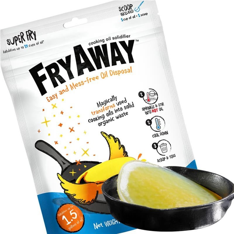 FryAway Cooking Oil Solidifier, Vegetable/Canola Oil Hardener for Easy Disposal, Natural Oils Solidifies, Grease Solidifying Powder, Waste Solution As Seen on Shark Tank, Super Fry, 24 Cups - Image 1