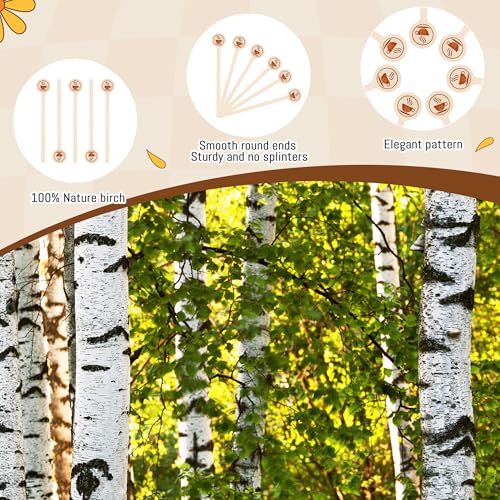 YANPROG Wooden Coffee Stirrers 100-Pack Coffee Stir Sticks 5.9 Inch Natural Birch Stir Sticks with Round Ends, Disposable Stirring Sticks for Coffee, Cocktails, Milk & Hot Drinks - Image 5