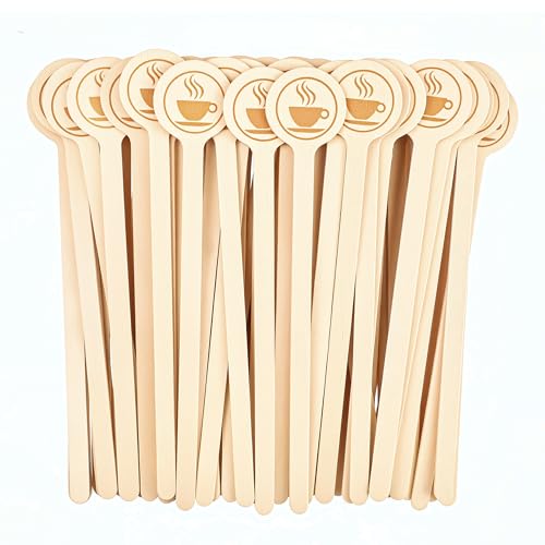YANPROG Wooden Coffee Stirrers 100-Pack Coffee Stir Sticks 5.9 Inch Natural Birch Stir Sticks with Round Ends, Disposable Stirring Sticks for Coffee, Cocktails, Milk & Hot Drinks - Image 1