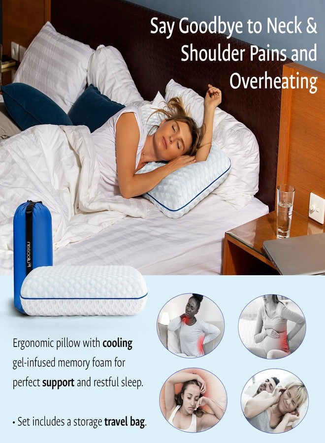 fulocean Cooling Gel Memory Foam Pillows for Sleeping, Bamboo Rayon Bed Pillow for Back Side Sleeper,Firm Contoured Support Travel Pillow, Neck Shoulder Pain Relief Washable Breathable Cover Dorm Twin XL Gifts - Image 2