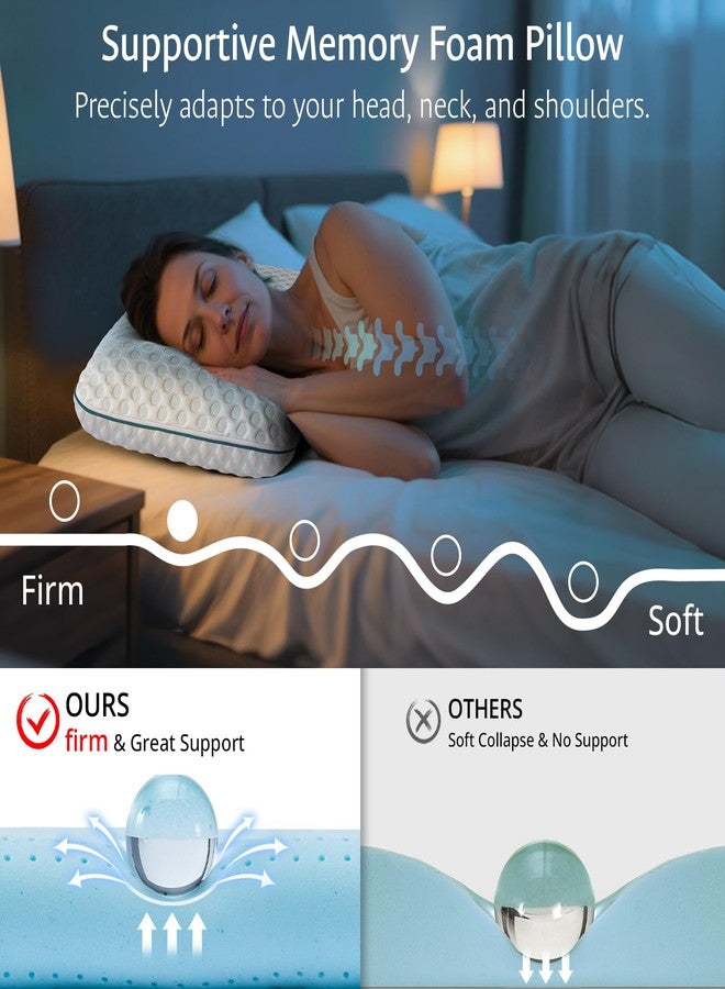 fulocean Cooling Gel Memory Foam Pillows for Sleeping, Bamboo Rayon Bed Pillow for Back Side Sleeper,Firm Contoured Support Travel Pillow, Neck Shoulder Pain Relief Washable Breathable Cover Dorm Twin XL Gifts - Image 3