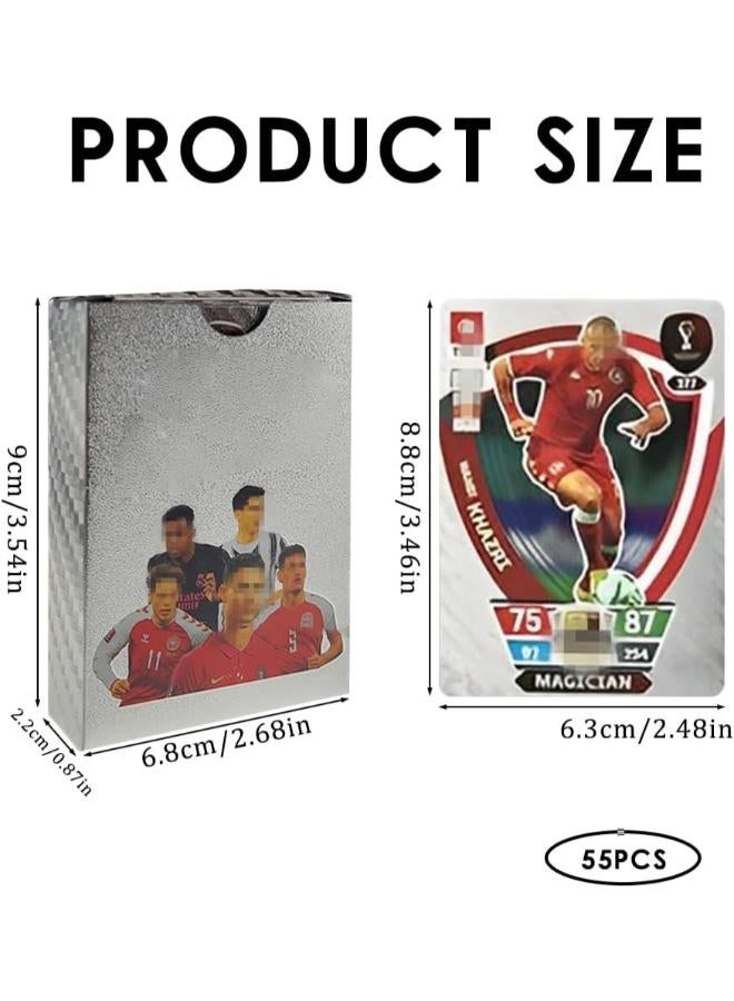 Football Star Card Set, 55 Pieces World Cup Football Star Card, UEFA Champions League Ball Football Cards, Football Trading Card, World Cup Trading Cards for Children, Teenagers and Adults, Fans - Image 2