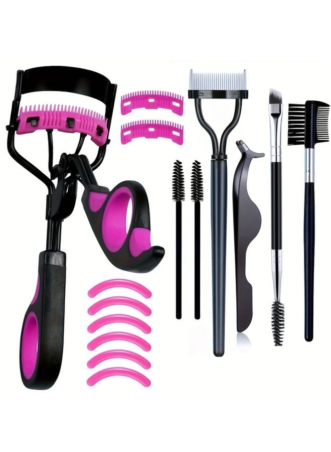 15Pcs Rose Gold Eyelash Curler Set With Replacement Pads And Essential Makeup Tools - Image 2
