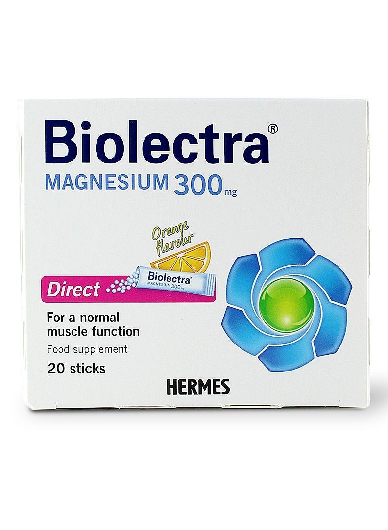 Biolectra Magnesium 300mg for Normal Muscle Function 20 Sticks