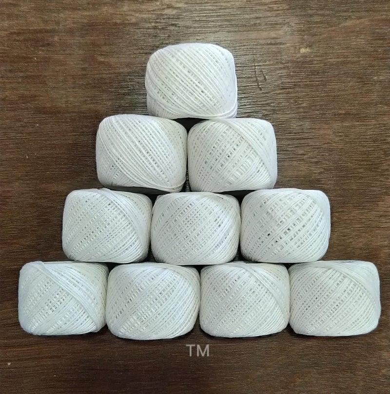 SYGNIUS 10 Piece Set Cotton Crochet Yarn For Knitting And Crafting Work Hand Work Thread (White), 180 Gram - Image 1