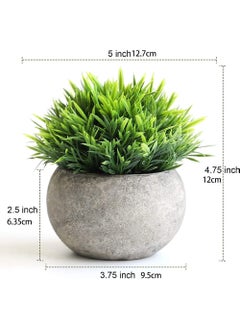 Rock Pow Mini Artificial Plants Set 2 Pcs Small Fake Plants for Office Kitchen Bathroom Bedroom Mantle Shelf Living Room Faux Plants in Pots Modern Farmhouse Plants Home Decor  - Image 3