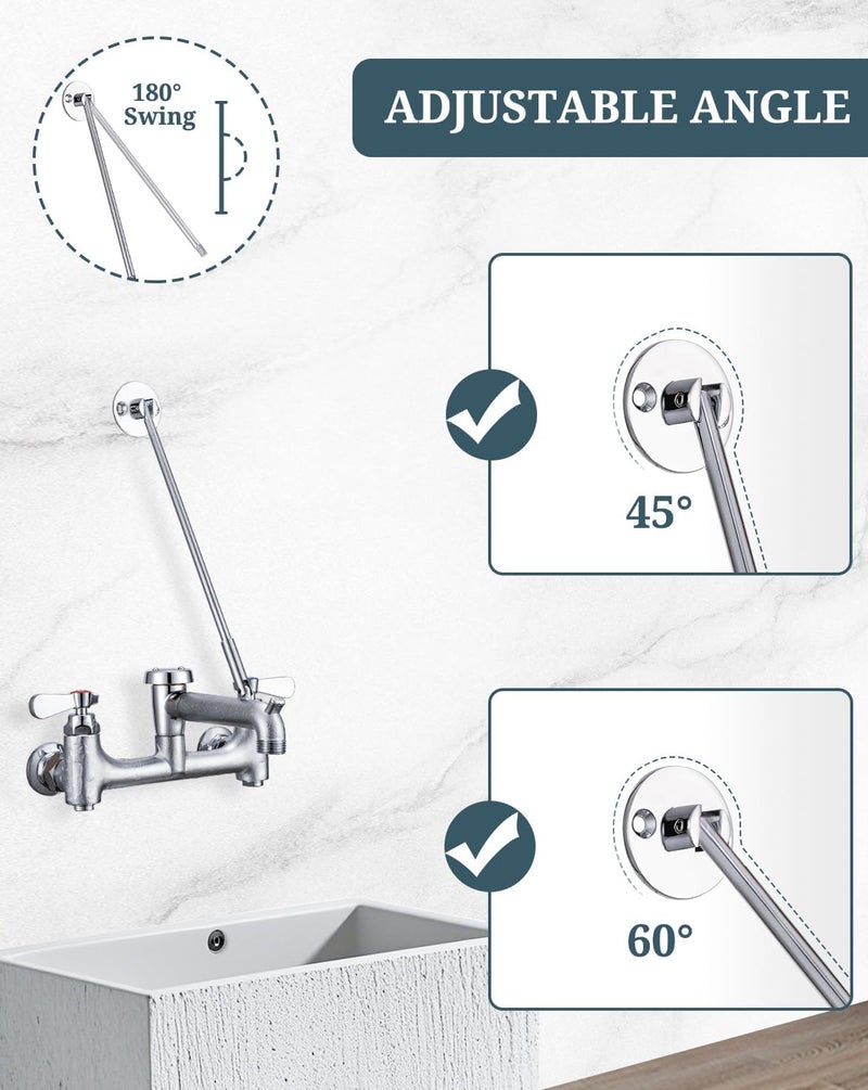 Phivan Commercial Mop Sink Faucet Support Rod Wall Bracket Wall Mount Service Sink Faucet Installation Kit Stainless Steel - Image 4