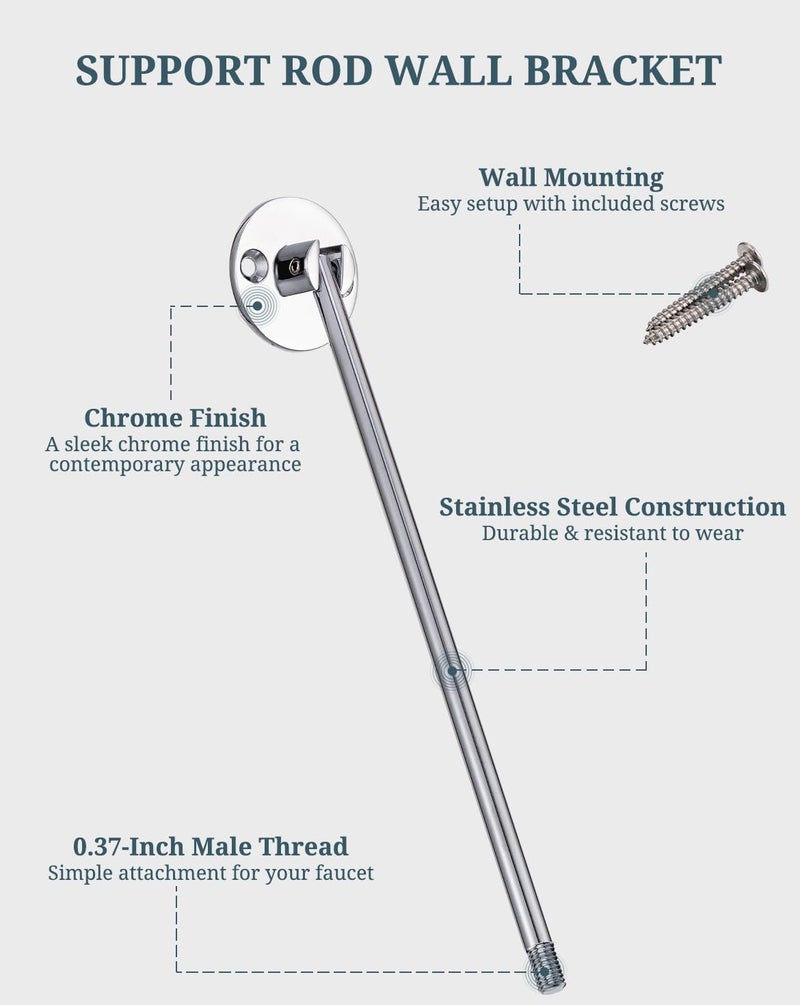Phivan Commercial Mop Sink Faucet Support Rod Wall Bracket Wall Mount Service Sink Faucet Installation Kit Stainless Steel - Image 3