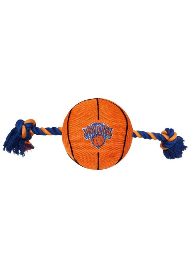 NBA NEW YORK KNICKS Basketball Toy. - Tough Nylon Pet Toy with Tug Ropes & inner Squeaker