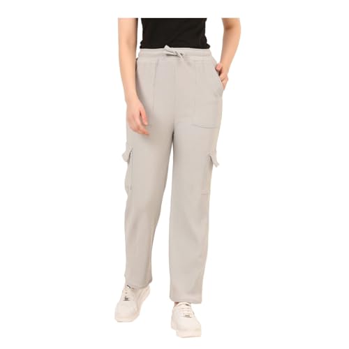 IndiCrafts Trendy Straight-Fit Cargo Palazzo Pants for Kids Girls |High-Waist Casual Wear with Pockets | Comfortable & Versatile Bottoms for Everyday Fashion (Grey, Purple, Beige_10-11 Y)| Pack of 3 - Image 2