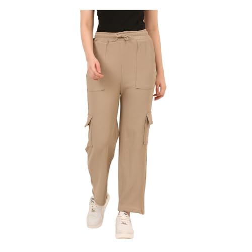 IndiCrafts Trendy Straight-Fit Cargo Palazzo Pants for Kids Girls |High-Waist Casual Wear with Pockets | Comfortable & Versatile Bottoms for Everyday Fashion (Grey, Purple, Beige_10-11 Y)| Pack of 3 - Image 4
