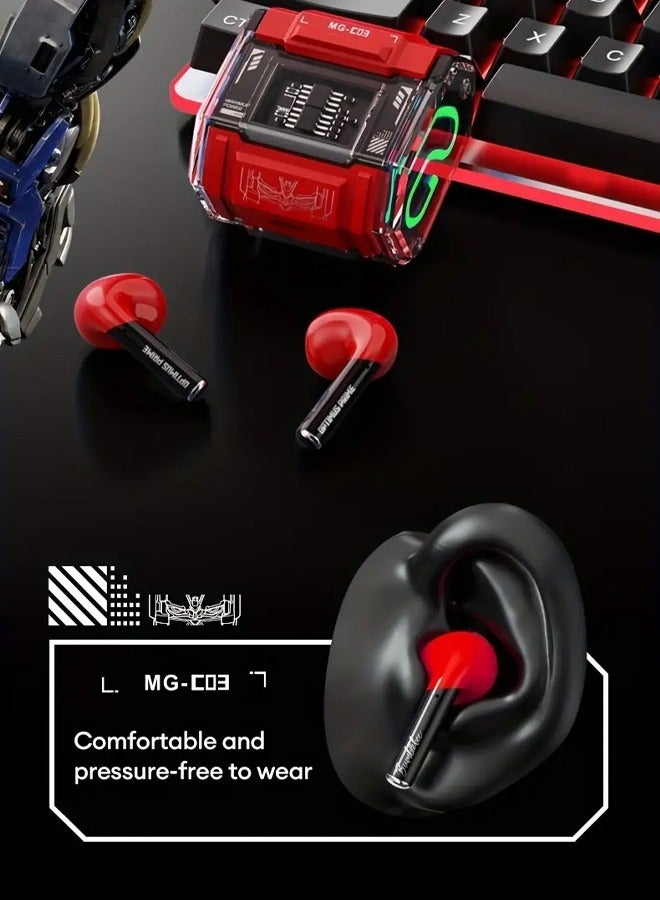 Transformers MG-C03 Wireless Bluetooth Earbuds Gaming Headphones Long Battery Life Headset Low Latency HIFI Stereo Sound with Music Noise Cancellation Calls Red - Image 3
