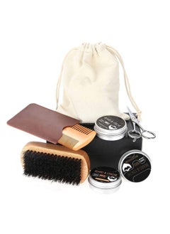Beard Care Kit for Men,Beard Growth Grooming & Trimming Kit with Beard Balm, Beard Brush, Beard Comb, Sharp Scissors, Comb Bag,Cloth Bag