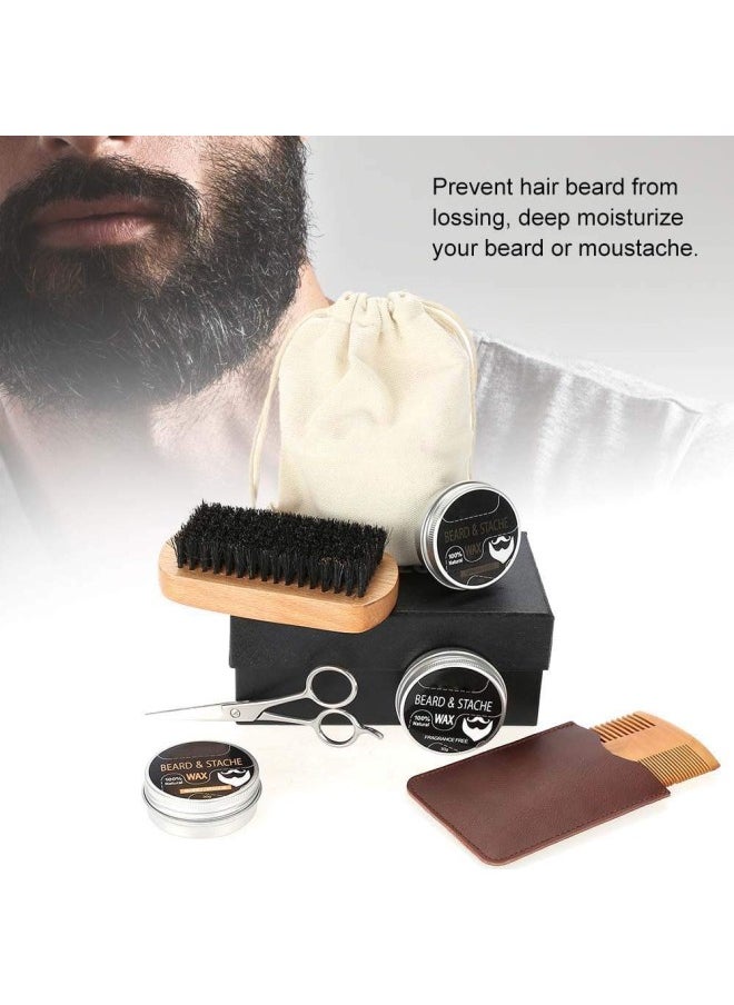 klarako - Beard Care Kit for Men,Beard Growth Grooming & Trimming Kit with Beard Balm, Beard Brush, Beard Comb, Sharp Scissors, Comb Bag,Cloth Bag - Image 1