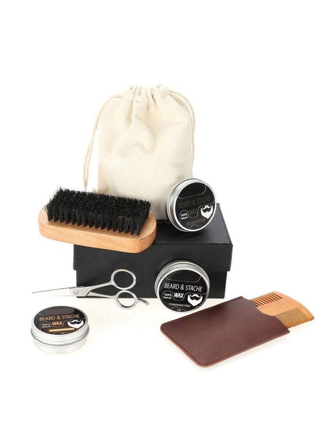 klarako - Beard Care Kit for Men,Beard Growth Grooming & Trimming Kit with Beard Balm, Beard Brush, Beard Comb, Sharp Scissors, Comb Bag,Cloth Bag - Image 1
