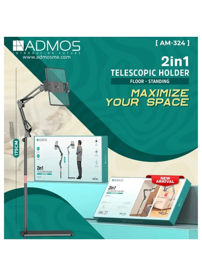 ADMOS 2-in-1 Telescopic Holder, Universal Mobile Phone, iPad, Tablet Stand - Image 4