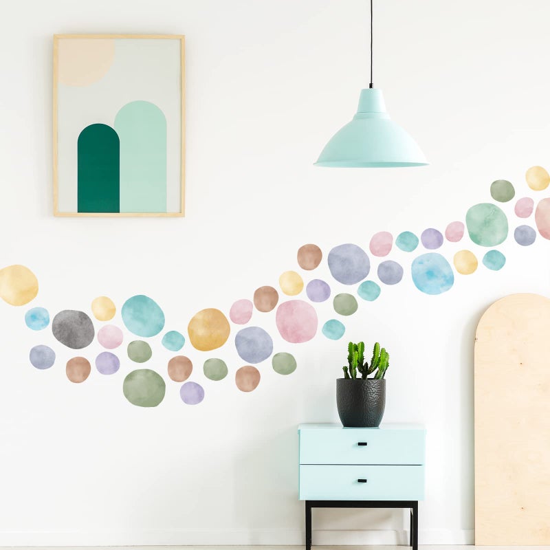 Epakh 296 Pcs Polka Dots Wall Decal Playroom Decor Gifts Boho Rainbow Kids Wall Art Colorful Room Nursery Bedroom Classroom Watercolor Decals Peel And Stick Modern(Fresh Colors) - Image 5