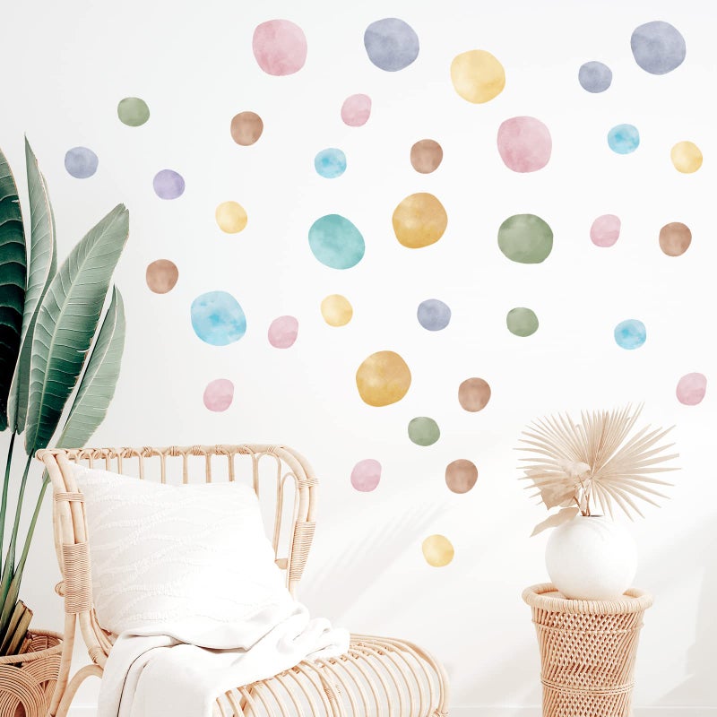 Epakh 296 Pcs Polka Dots Wall Decal Playroom Decor Gifts Boho Rainbow Kids Wall Art Colorful Room Nursery Bedroom Classroom Watercolor Decals Peel And Stick Modern(Fresh Colors) - Image 4