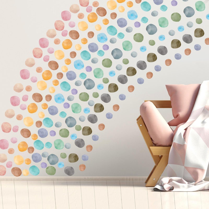 Epakh 296 Pcs Polka Dots Wall Decal Playroom Decor Gifts Boho Rainbow Kids Wall Art Colorful Room Nursery Bedroom Classroom Watercolor Decals Peel And Stick Modern(Fresh Colors) - Image 1