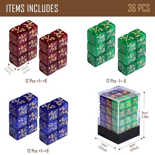 FIGURESLAB 36PCS 12mm MTG Life Counters Dice Set with Box Small MTG Tokens Loyalty 6 Sided Dice for Magic The gatering Accessories Compatible with TCG CCG Magic Card Gaming Accessories - Image 5