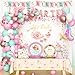 Fiesec Tea Party Decorations Lets Par Tea Supplies with Teapot Floral Backdrop Balloon Banner Tablecloth Tableware Plates Napkins Cups Straws Knives Forks Spoons for Birthday Baby Shower - Image 4