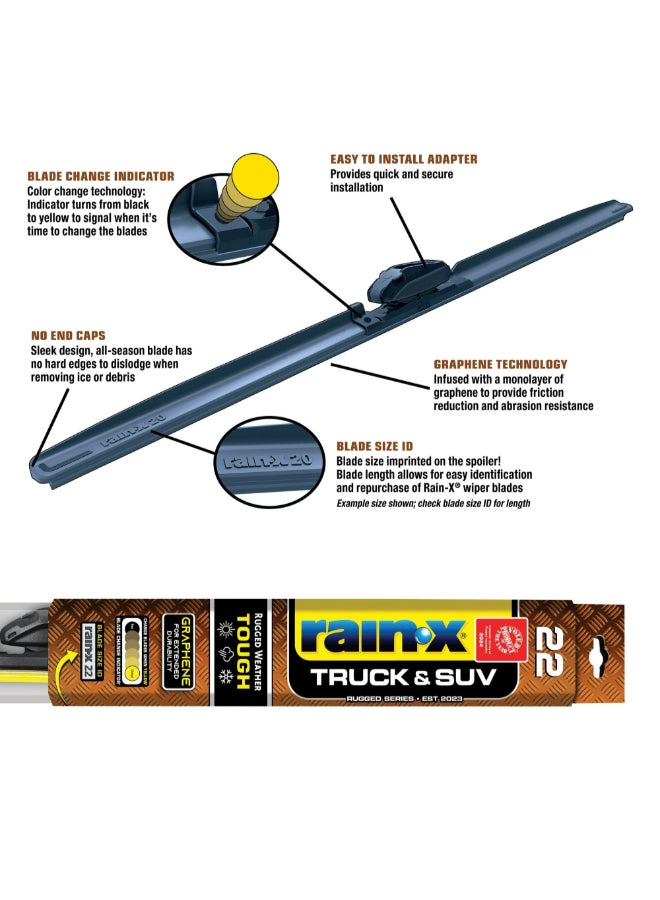 راين إكس مساحة الزجاج الأمامي للشاحنات وسيارات الدفع الرباعي لجميع المواسم أسود 22 بوصة 870222 - Image 4