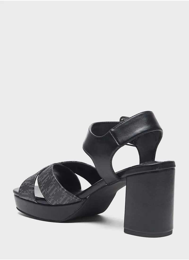 ELLE Multi Strap Block Heel Sandals