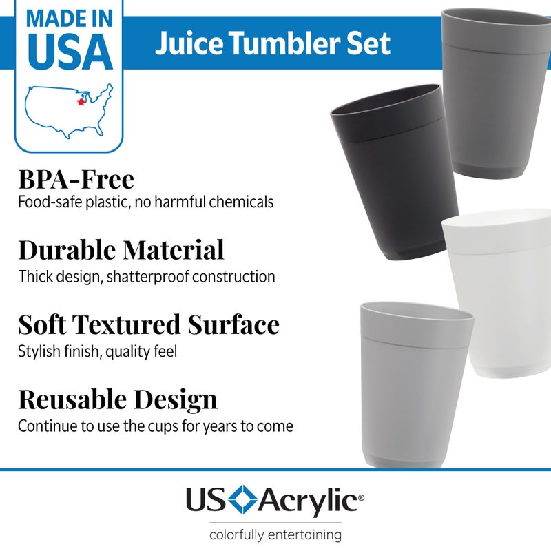 US Acrylic Newport 10 ounce Unbreakable Plastic Stackable Juice Tumblers in Grey Stone | Set of 12 Drinking Cups | Reusable, BPA-free, Made in the USA, Top-rack Dishwasher and Microwave Safe - Image 2