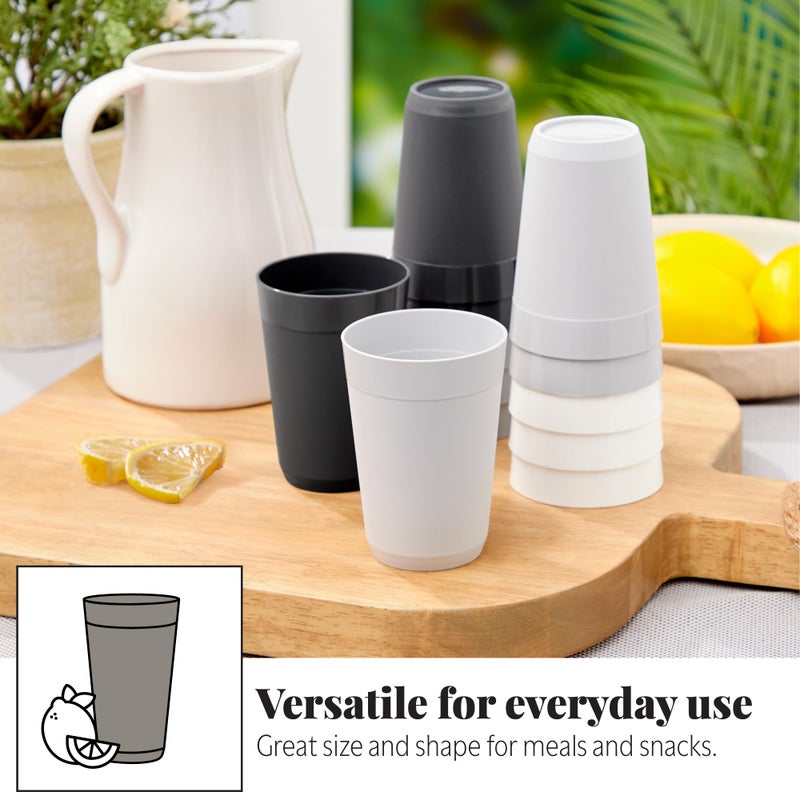 US Acrylic Newport 10 ounce Unbreakable Plastic Stackable Juice Tumblers in Grey Stone | Set of 12 Drinking Cups | Reusable, BPA-free, Made in the USA, Top-rack Dishwasher and Microwave Safe - Image 4