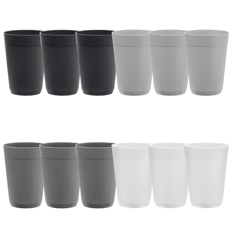 US Acrylic Newport 10 ounce Unbreakable Plastic Stackable Juice Tumblers in Grey Stone | Set of 12 Drinking Cups | Reusable, BPA-free, Made in the USA, Top-rack Dishwasher and Microwave Safe - Image 1