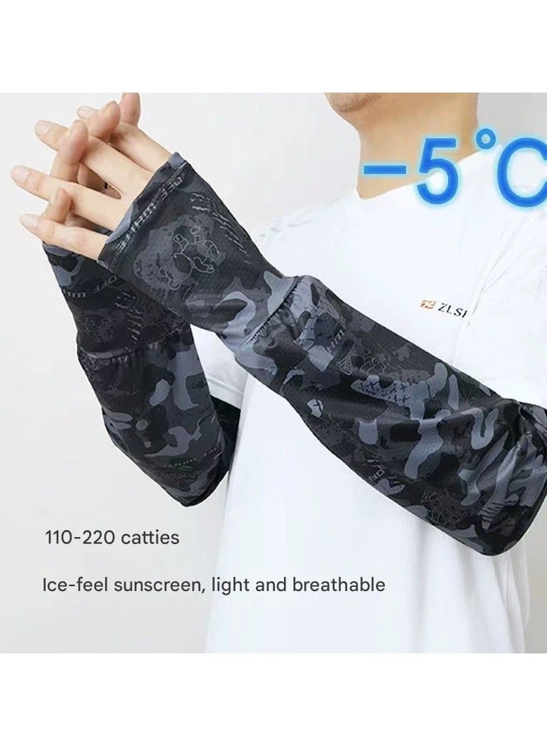 Goolsky Men’s Summer UV Protection Arm Sleeves – Loose Fit Camouflage Cooling Ice Silk Sleeves for Cycling and Outdoor Sports  - Image 1