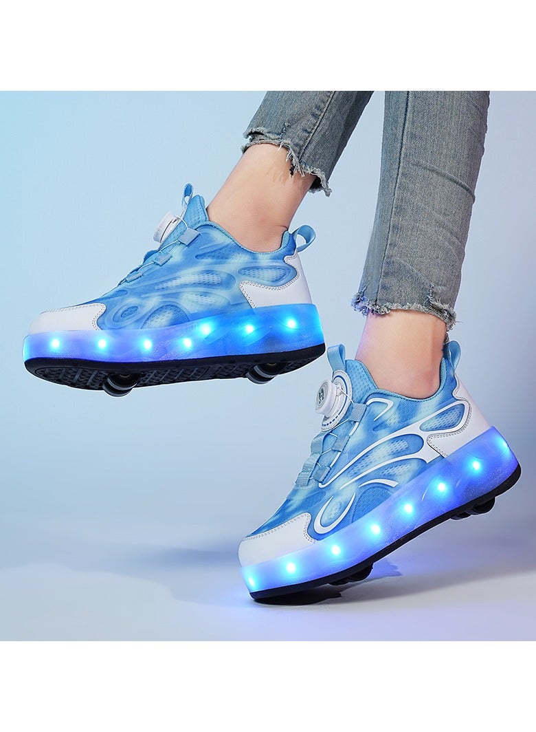Loquat LED Flash Light Sneaker Skate Shoes with Wheels USB Charging Roller Skates Shoes - Image 2