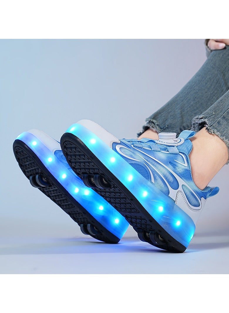 Loquat LED Flash Light Sneaker Skate Shoes with Wheels USB Charging Roller Skates Shoes - Image 4