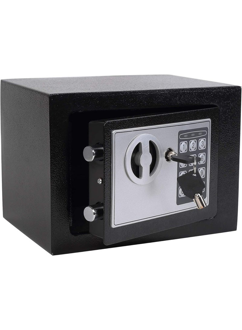 Digital Security Safe Box with Electronic Keypad - Steel Lock Box for Money, Jewelry, Passport,Documents, Protection, Ideal for Home, Office, Hotel, Business or Travel Black  - Image 1