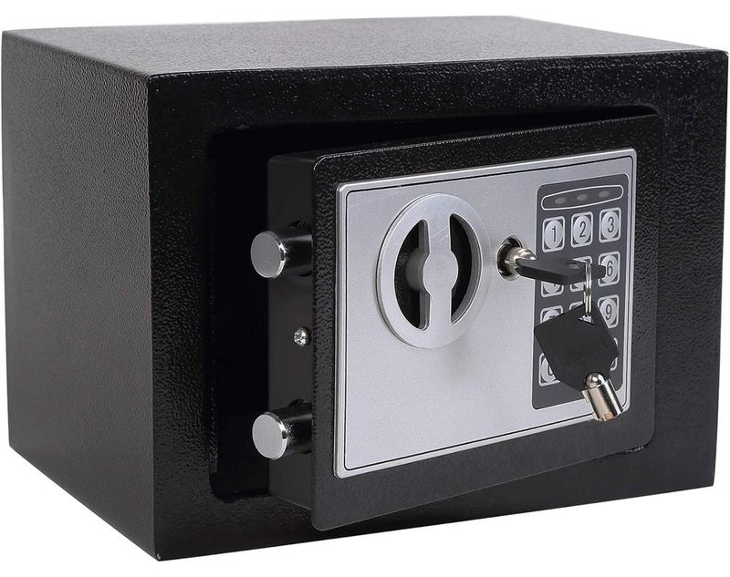 Digital Security Safe Box with Electronic Keypad - Steel Lock Box for Money, Jewelry, Passport,Documents, Protection, Ideal for Home, Office, Hotel, Business or Travel Black - Image 1