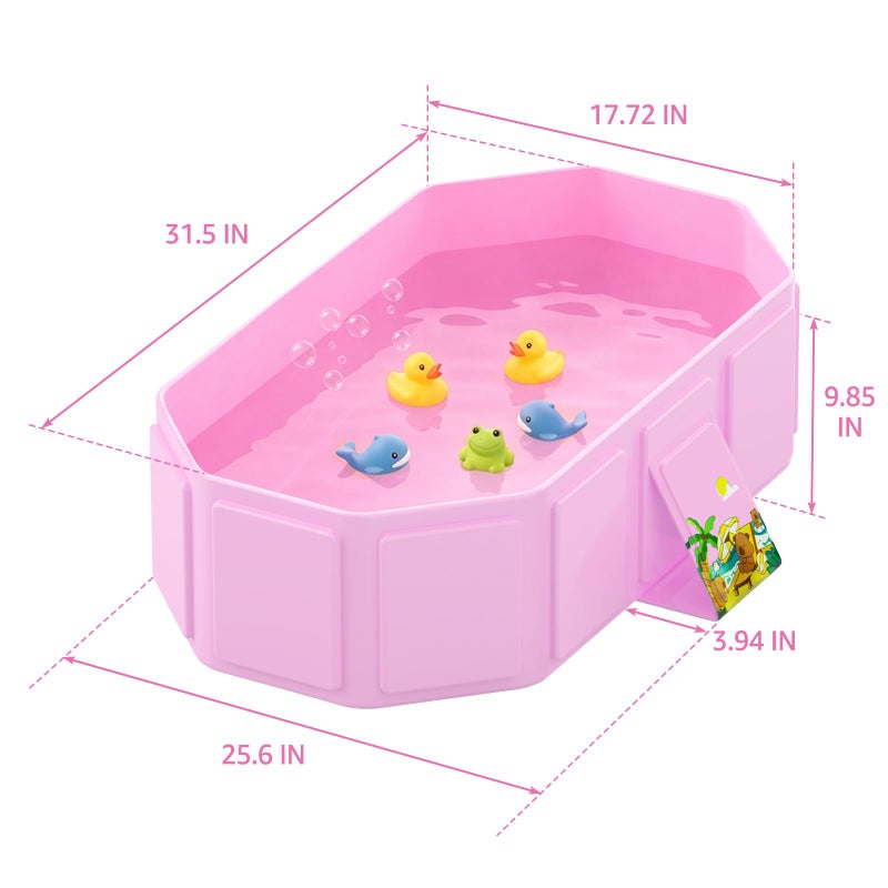 Jollcma Collapsible Baby Bathtub, Toddler Bathtub with a Drain Plug, Folded for Storage Without Assembly, Suitable for Newborns to Toddlers, Portable Bathtub for Outdoor Travel, Pink - Image 5